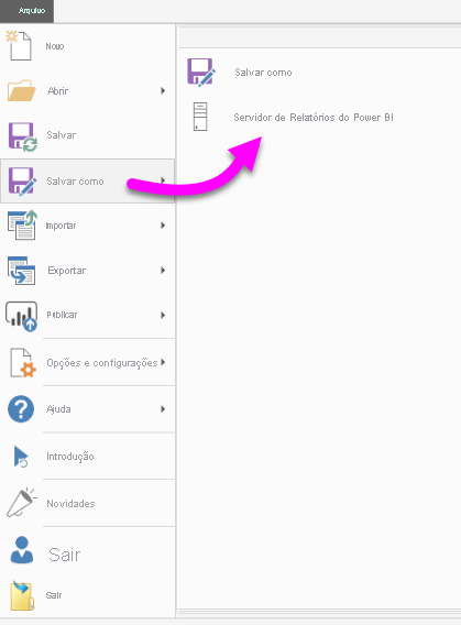 Captura de tela do PBI RS Save.