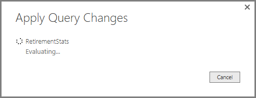 Captura de tela do Power BI Desktop mostrando a caixa de diálogo de confirmação de Alterações Aplicadas à Consulta.