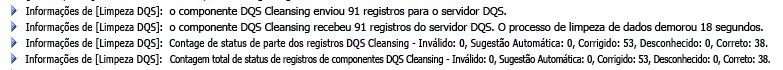 Resultados da janela de progresso