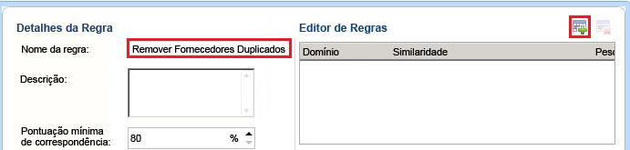 Detalhes de regra - Botão Adicionar um Novo Elemento de Domínio
