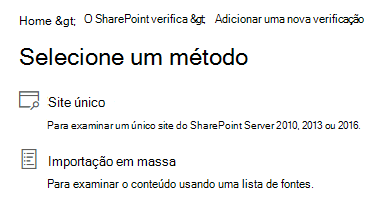 Selecione um método de análise: único ou em massa.