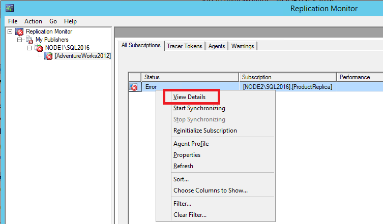 Captura de tela do comando 'Exibir Detalhes' no menu de atalho.