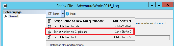 Captura de tela do Script para área de transferência.