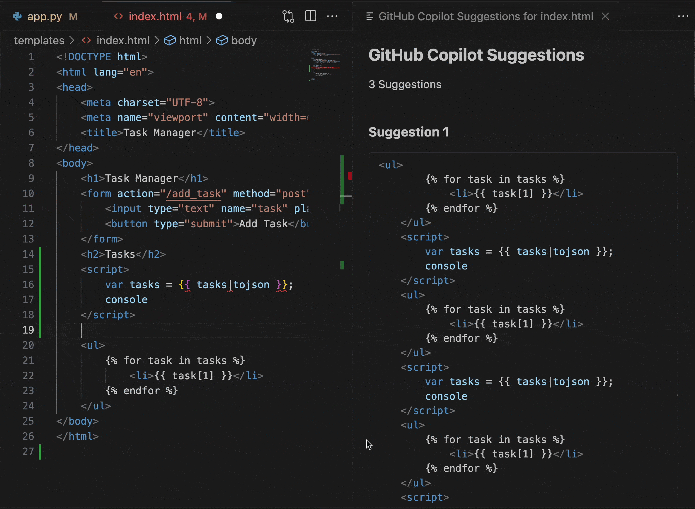 Registro de tela do painel de sugestões.