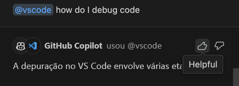 Captura de tela de botões úteis com os polegares para cima.