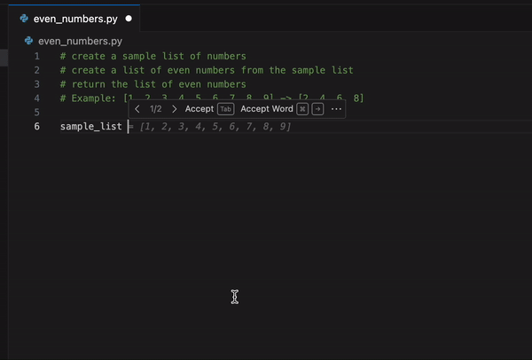 Captura de tela de um exemplo usado para esclarecer os prompts do Copilot.