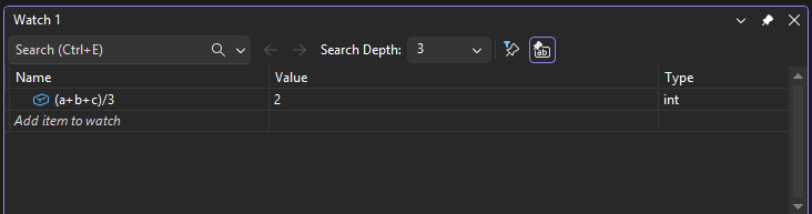 Captura de tela de uma expressão na janela Inspeção.