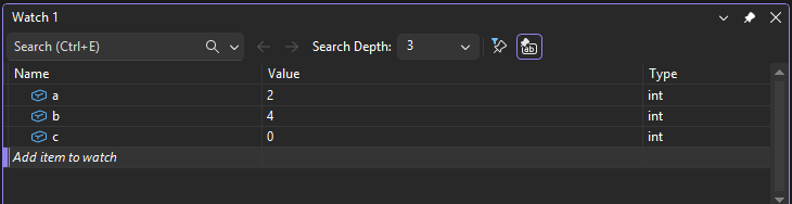 Captura de tela de uma variável na janela de Observação.