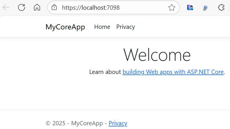 Captura de tela mostra a home page do aplicativo Web na janela do navegador.