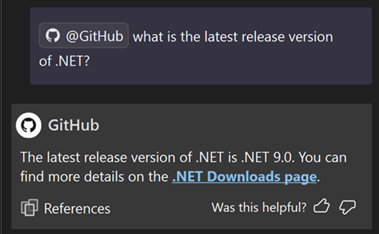 Captura de tela do uso de habilidades do GitHub no Copilot Chat.
