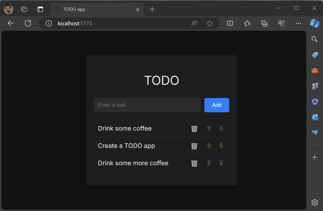 Captura de tela mostrando a versão final do aplicativo em execução.