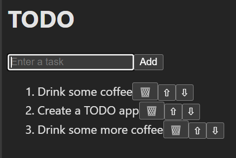 Captura de tela mostrando o aplicativo em execução e mostrando uma lista