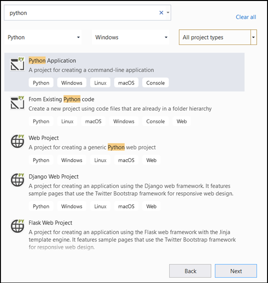 Criar um novo aplicativo Python