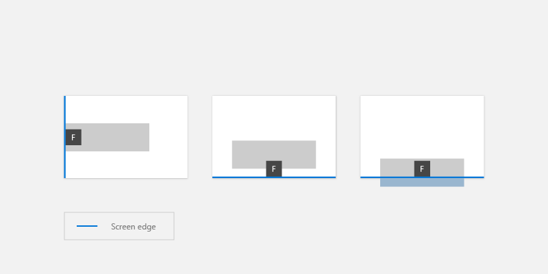 Captura de tela do alinhamento da borda da tela das teclas de atalho