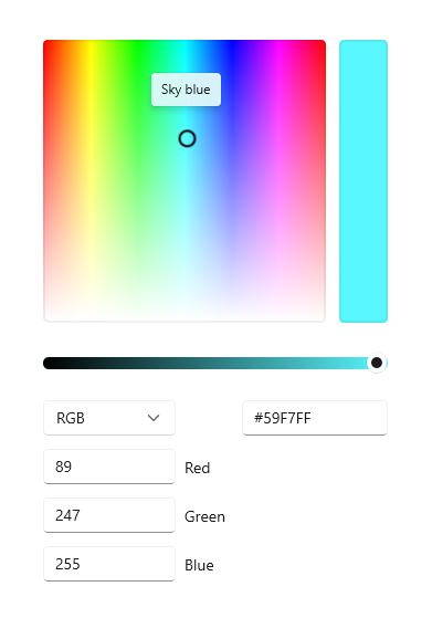 Um seletor de cores padrão