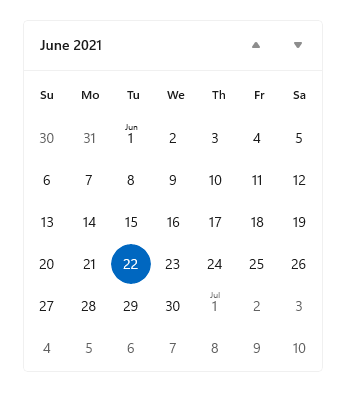 Exemplo de exibição de calendário