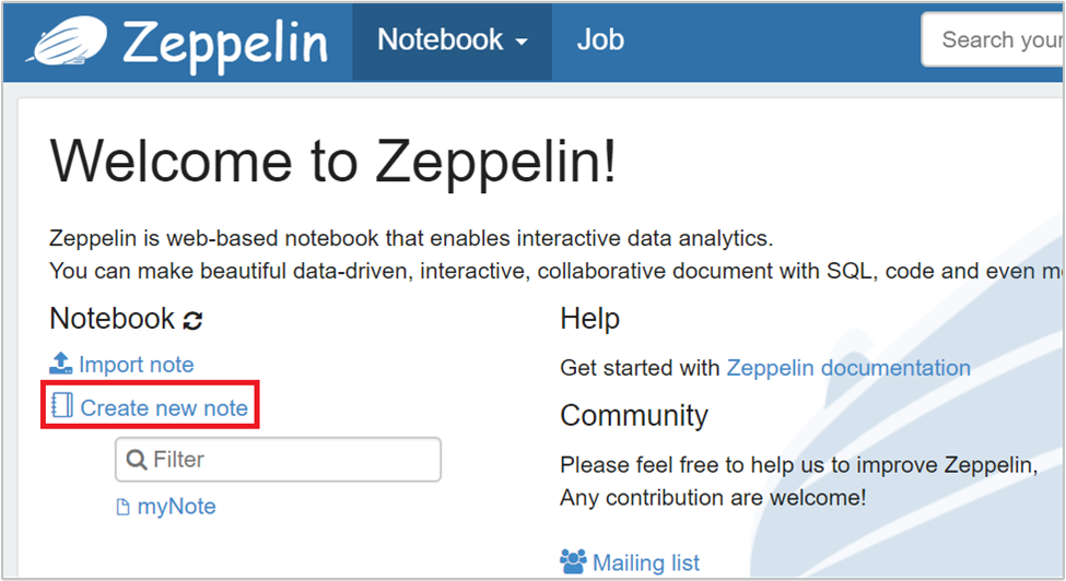 Zeppelin de consulta interativa do HDInsight.