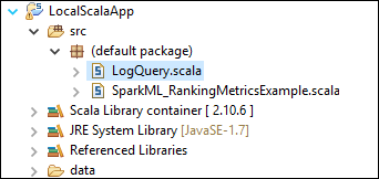 Local da aplicação local LogQuery em Scala.