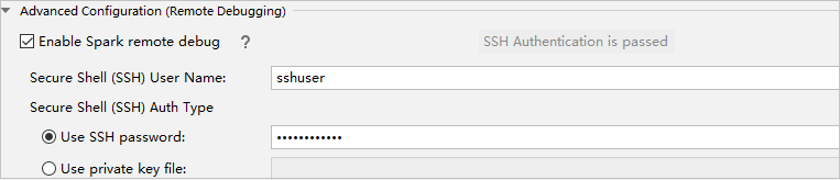 A Configuração Avançada do IntelliJ habilita a depuração remota do spark.