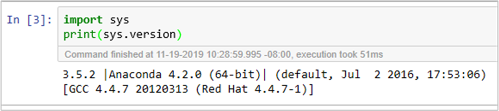 Verifique a versão Python no Jupyter Notebook.