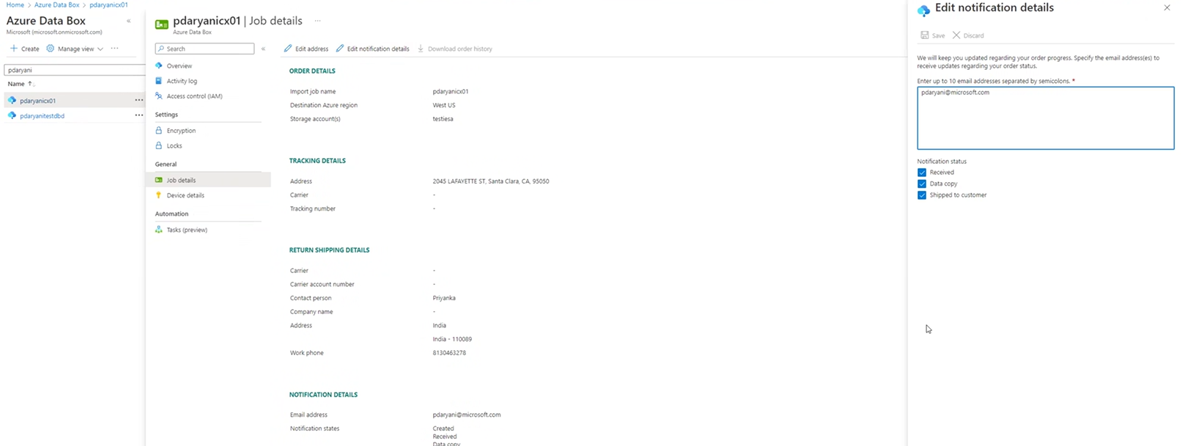 Captura de tela mostra como editar o e-mail de notificação.
