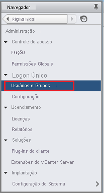 A captura de tela mostra como selecionar a opção Usuários e Grupos.