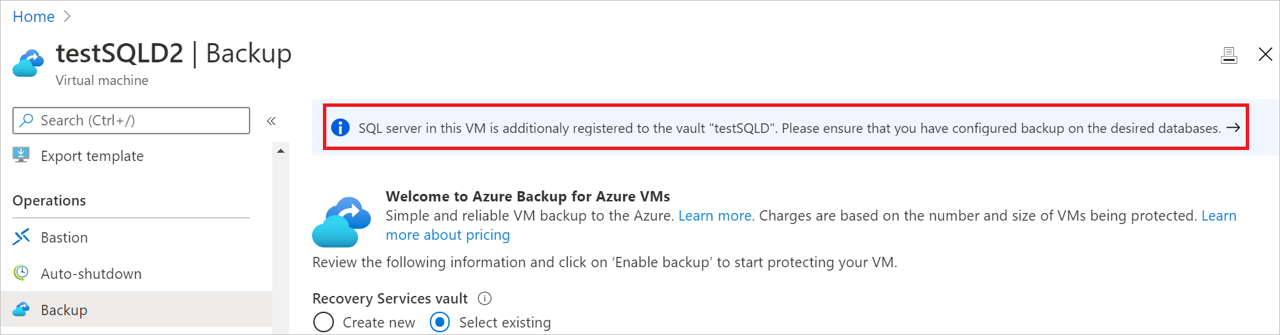 A captura de tela mostra o nome do Vault no banner.