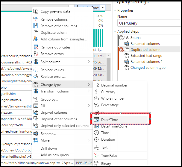 Power Query Alterar Tipo
