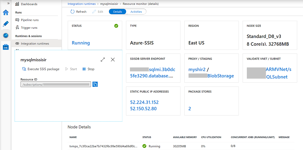 Monitore o seu azulejo Azure-SSIS IR - STATUS