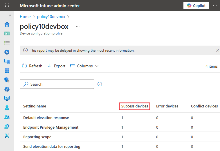 Captura de ecrã que mostra as Definições do Perfil com o estado das Definições destacado.