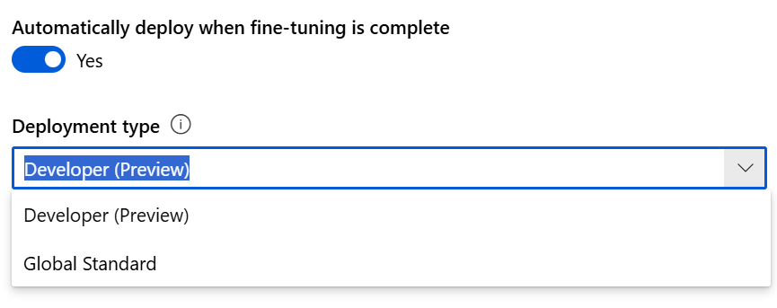 Captura de ecrã da opção de alternância para implementação automática no portal Foundry.