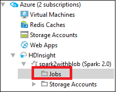 nó de exibição de trabalho do Azure Explorer Eclipse.