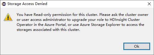 clusters do HDInsight Spark no Azure Explorer negados.