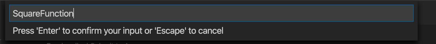 Introduza o nome da função CSharp em VS Code