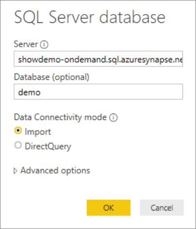 Selecione a base de dados no endpoint.