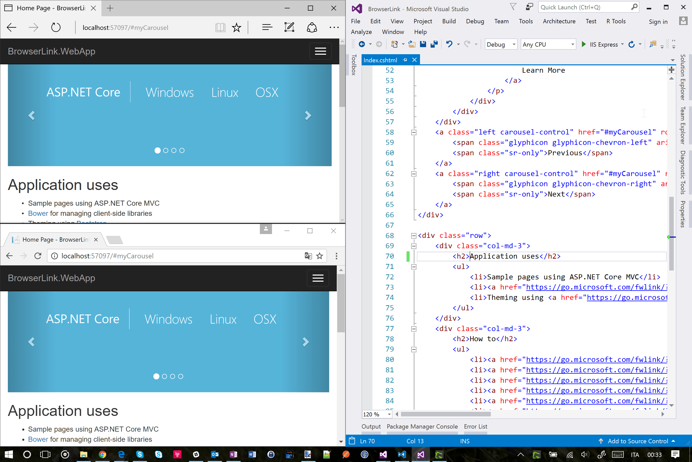 Exemplo de sincronização com dois navegadores