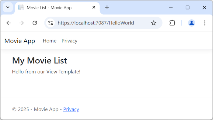 Visualização da Lista de Filmes