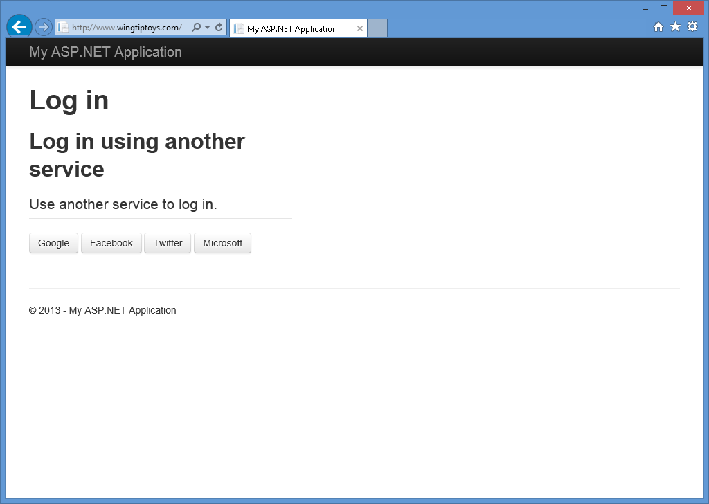 Imagem de login por fornecedores externos apenas
