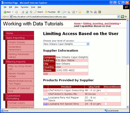 Um usuário de um determinado fornecedor só pode visualizar e editar suas informações