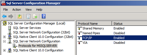 No painel de detalhes, clique com o botão direito na linha TCP/IP e depois clique em Ativar