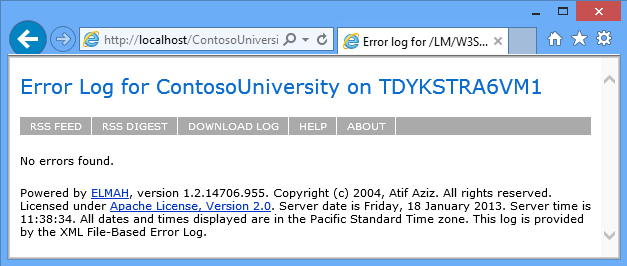 Registo de erro vazio