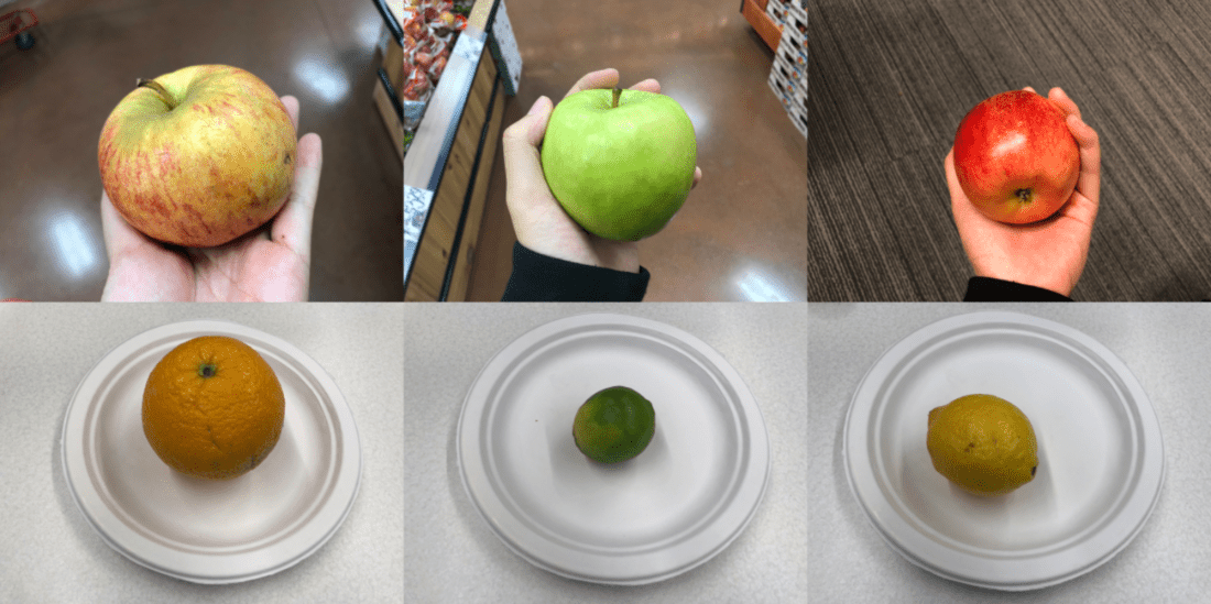 Foto de frutas com combinação inesperada.