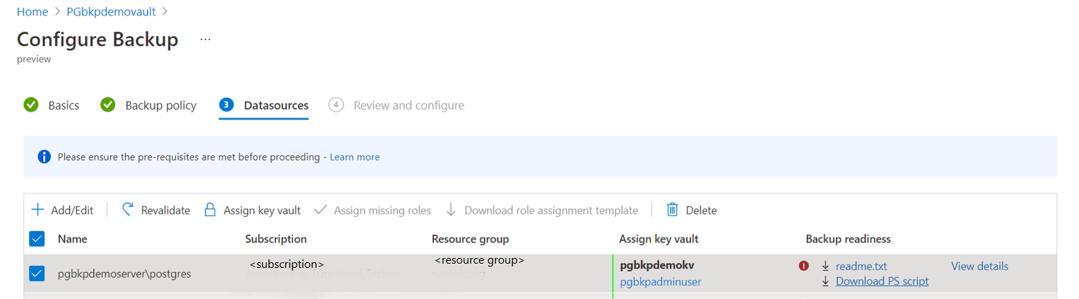 Captura de ecrã que mostra um cofre de cópia de segurança a aceder a segredos a partir de um cofre de chaves.