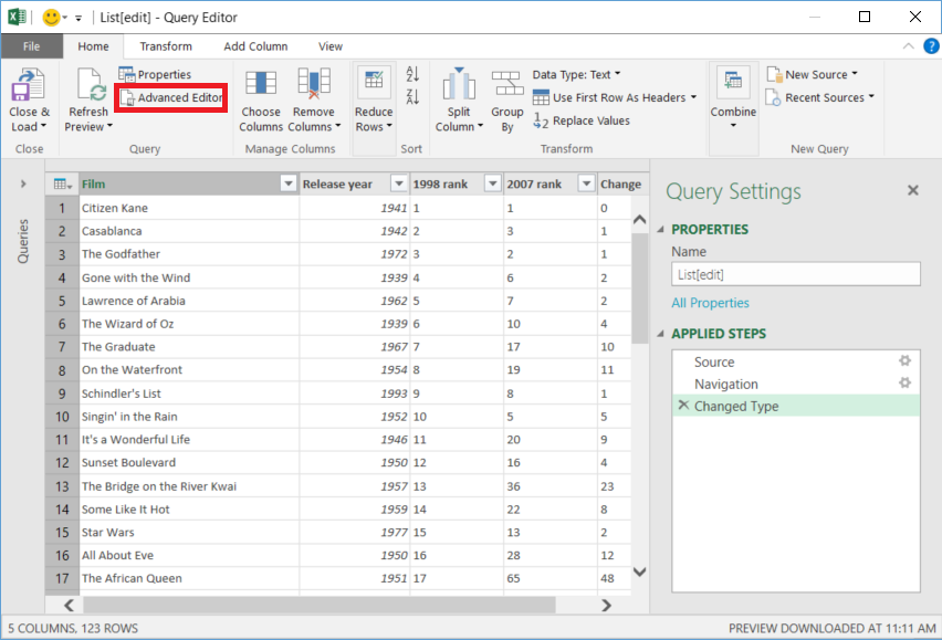 Botão Advanced Editor