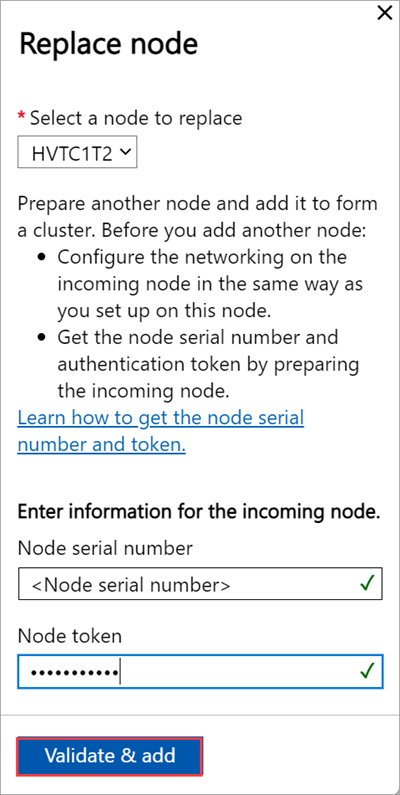 Captura de ecrã da página local do cluster de IU da web com Aplicar selecionado no painel Validar e adicionar.