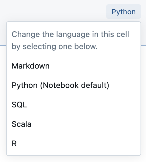 Menu pendente de idioma da célula