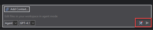 Captura de tela do painel de bate-papo Copilot ícone Ferramentas no Eclipse.