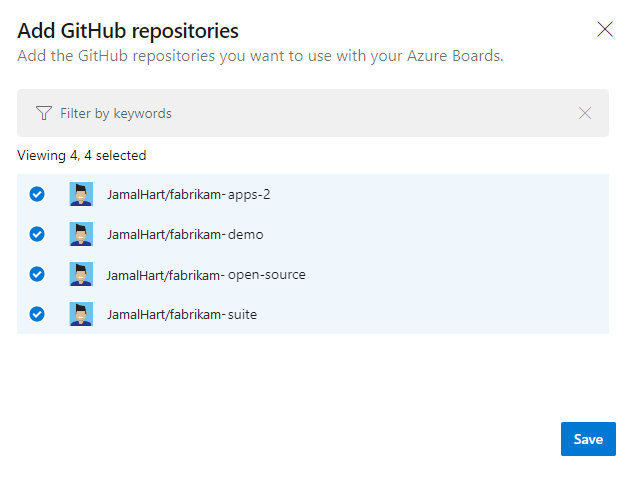 Captura de ecrã a mostrar repositórios do GitHub
