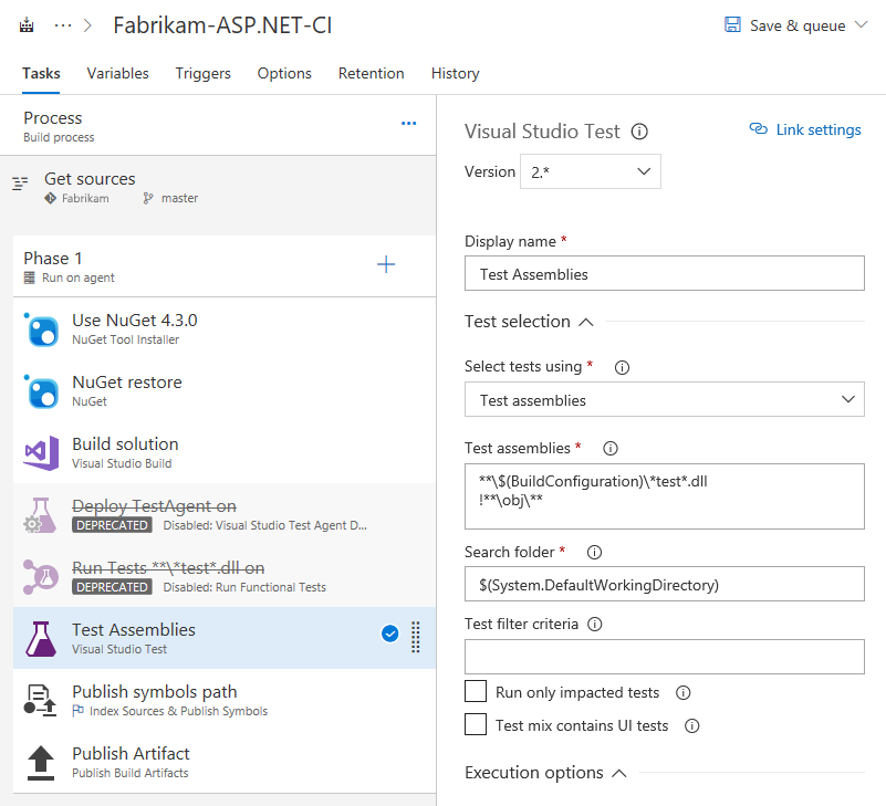 Tarefa de teste do Visual Studio