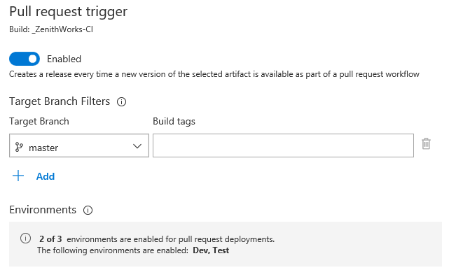 Gatilho de Pull Request no Lançamento